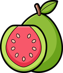 Guava Vector Illustration – Fresh Tropical Fruit Clipart for Designs