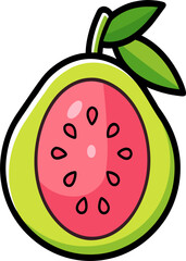 Guava Vector Illustration – Fresh Tropical Fruit Clipart for Designs