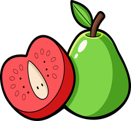 Guava Vector Illustration – Fresh Tropical Fruit Clipart for Designs