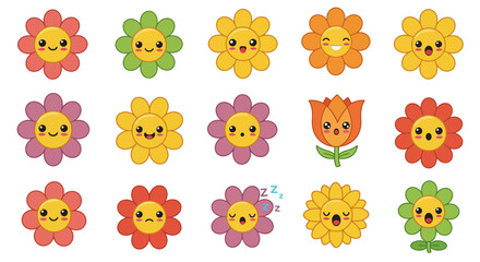 Adorable Kawaii Flower Illustrations Cute Cartoon Floral Designs