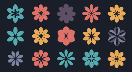 Collection of Colorful Abstract Flower Illustrations Perfect for Design Projects