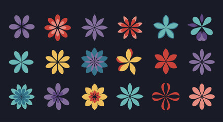 Collection of Colorful Abstract Flower Illustrations