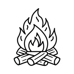 monochrome campfire illustration with logs  flak 