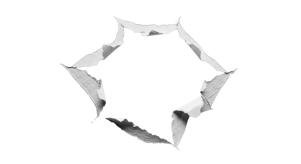 Abstract paper art featuring a ripped white piece in a diamond shape on dark background.