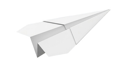 A crisp white paper airplane soars, symbolizing dreams, aspirations, and the simplicity of flight.