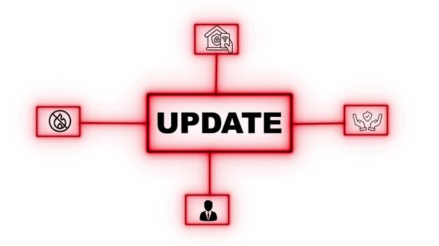 Business Network UPDATE Diagram with Icons and Connection Lines on White