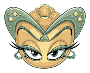 Hand-Drawn Vector Character with Unique Eyes and Stylish Hair Design