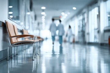 Blurred hospital hallway with waiting chairs (1)