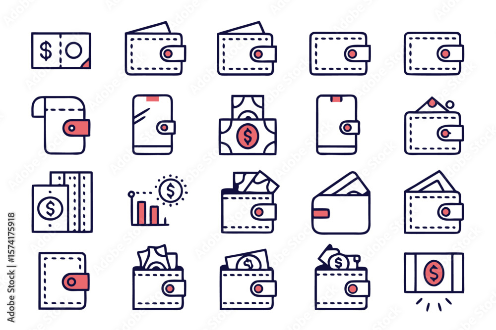 Poster a comprehensive collection of clean modern line style web interface elements designed for financial 