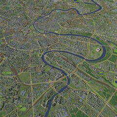 3D illustration of city and urban in Moscow Russia