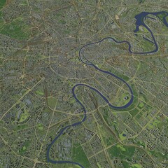 3D illustration of city and urban in Moscow Russia