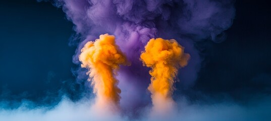 Colorful Blast of Vivid Fumes Creating an Atmospheric Background Template in Orange Shades