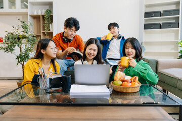 Lifestyle people. happy people of college students excited overjoyed examination results with good...