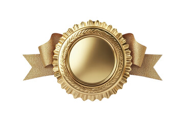 Golden Award Medal with Detailed Ribbon 3D Render Achievement Success Celebration Shiny Luxury