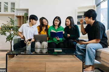 Lifestyle people. happy people of college students excited overjoyed examination results with good...