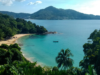 Scenic View of Tropical Laem Singh Beach from the Viewpoint in Phuket, Thailand