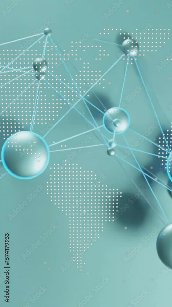 Poster global network connections and data points animation over world map