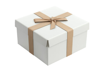 Gift Box Bliss White Present with Gold Ribbon Celebration Birthday Present Holiday Surprise Joy