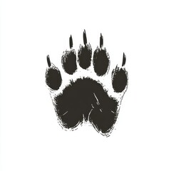 Black stylized bear paw print with visible claws on a white background, resembling a hand-drawn or stamped design.