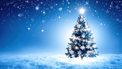 Fototapeta premium Christmas tree in snowy landscape