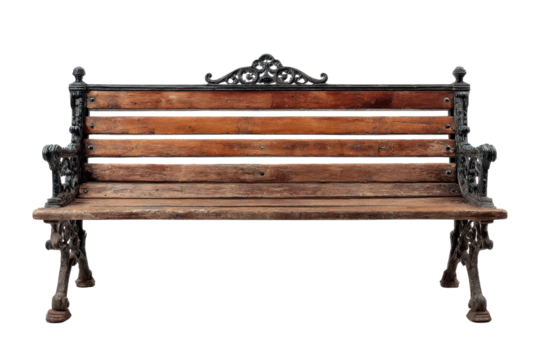 Vintage bench with weathered wood and ornate ironwork classic outdoor seating park furniture antique