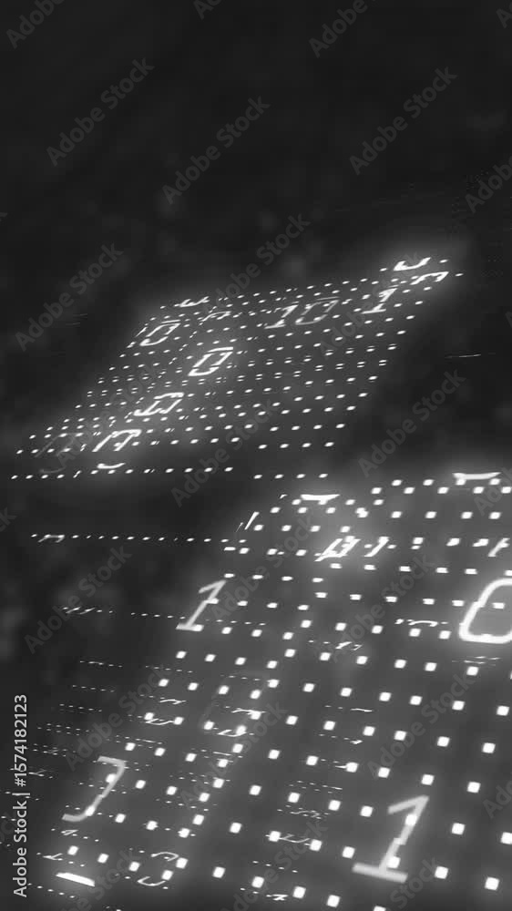 Poster Binary code animation over abstract digital background