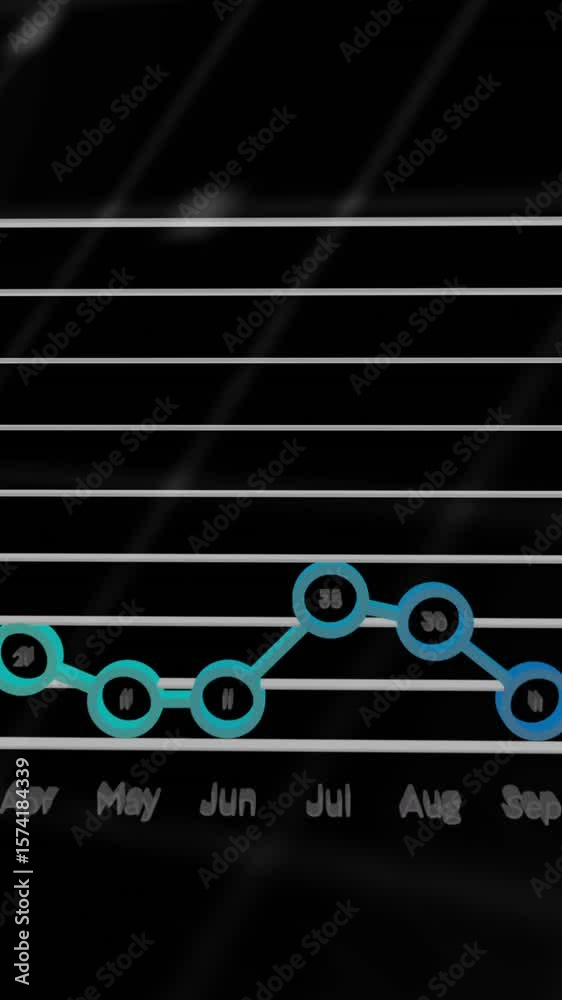 Poster animating line graph over digital world map background