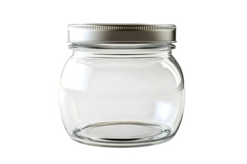 Empty Glass Jar with Silver Lid Canning Storage Kitchen Still Life Isolated Transparent Food 3D