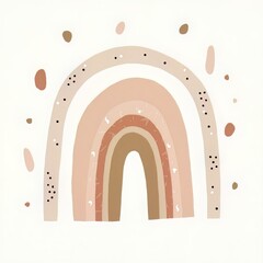 Soft Pink and Brown Boho Rainbow with Scattered Shapes