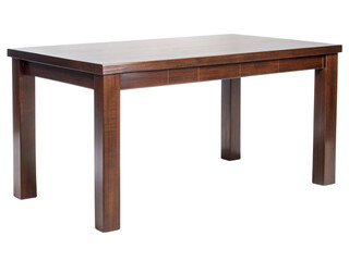 Photo of dark wood rectangular dining table for home isolated on transparent background