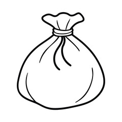 simple line drawing of a tied sack or bag