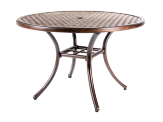 Photo of ornate round outdoor patio dining table isolated on transparent background