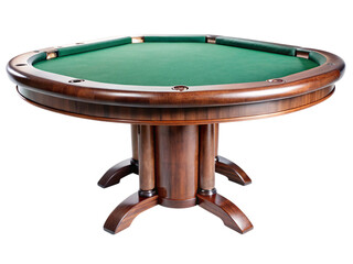 Photo of elegant oval poker table with green felt isolated on transparent background