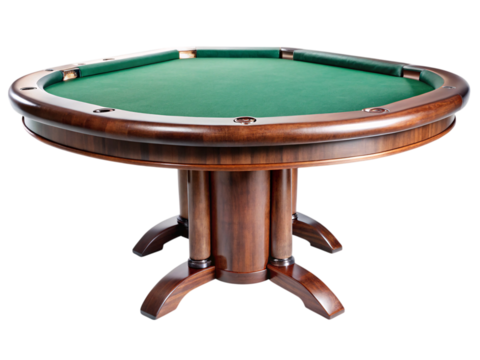 Photo of elegant oval poker table with green felt isolated on transparent background
