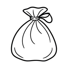 simple line drawing of a tied sack or bag