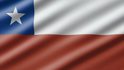 4K seamless loop animation of the Chilean flag waving. The realistic silk fabric and star create a patriotic and proud feeling. National symbol of Chile. - Powered by Adobe