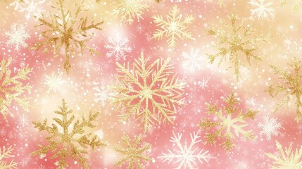 Elegant Blush Snowflakes Holiday Pattern with Gold Accents for Christmas and New Year Celebrations