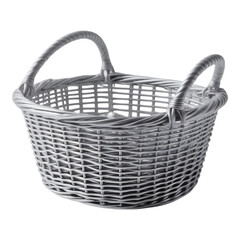 Fototapeta premium Silver Wicker Basket with Handles