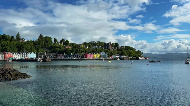 Seaside Town Of Oban, Gateway to the Isles In Scotland. Panning Shot