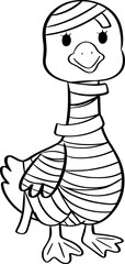 Mummy goose Halloween costume Line Art