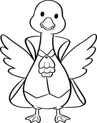 Vampire goose Halloween costume Line Art