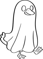 Ghost goose Halloween costume Line Art