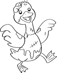 Zombie goose Halloween costume Line Art