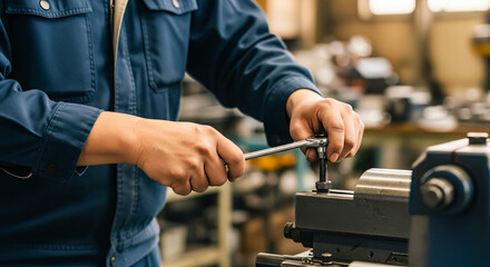 機械部品を修理する作業員