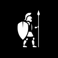 Spartan Warrior Icon – Minimalist Ancient Soldier with Spear and Shield