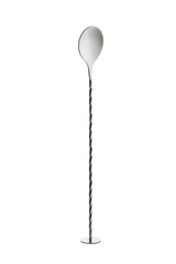 Metallic silver cocktail spoon isolated on white background