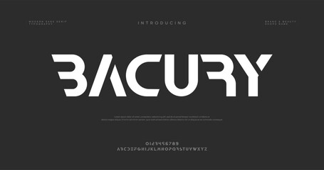 Bacry alphabet, wide bold font for powerful dynamic lettering, swift automotive logo, energetic daring headline, car racing branding. Vector typeset