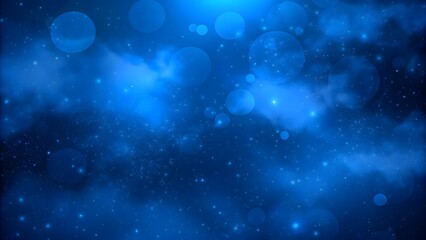 Abstract blue background with sparkling bokeh and floating circles for artistic designs