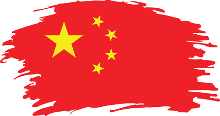 grunge brush stroke flag of china isolated on white background, artistic representation of chinese identity

