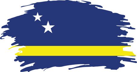 grunge brush stroke flag of curaçao isolated on white background, artistic expression of island identity

